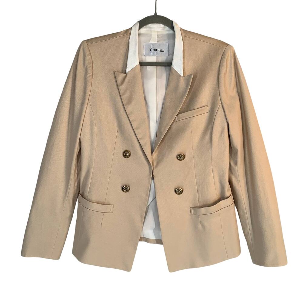 Costume National Beige & White Double Breasted Blazer Size 77